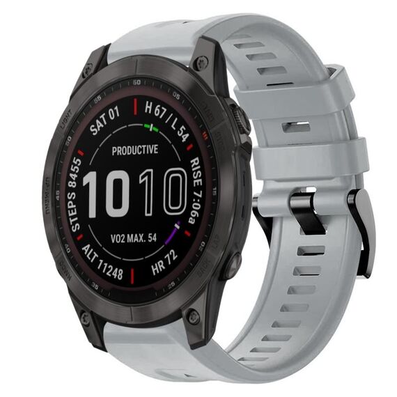 Cinturino per orologio in silicone a tinta unita con fibbia in metallo solare Garmin Fenix 7 Sapphire (grigio)