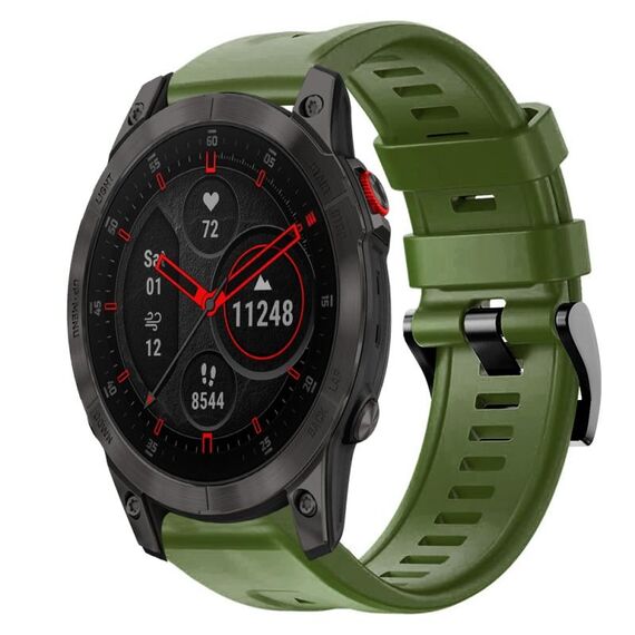 Per cinturino in silicone a tinta unita con fibbia in metallo Garmin EPIX Gen 2 (verde militare)