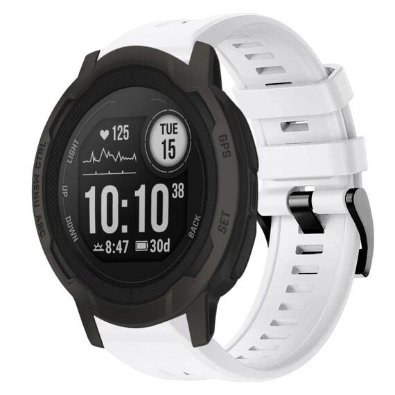 Per cinturino in silicone a tinta unita con fibbia in metallo Garmin Instinct 2 (bianco)