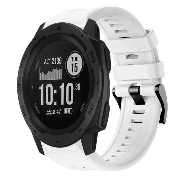 Per cinturino in silicone a tinta unita con fibbia in metallo Garmin Instinct (bianco)