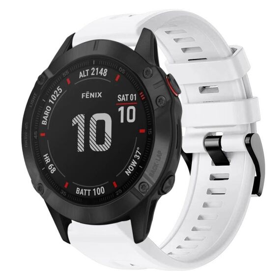 Per Garmin Fenix 6 Pro GPS cinturino in metallo con fibbia in silicone tinta unita (bianco)
