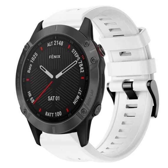 Per Garmin Fenix ​​6 Sapphire GPS con fibbia in metallo cinturino in silicone a tinta unita (bianco)