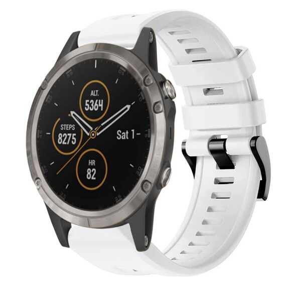 Per cinturino in silicone a tinta unita con fibbia in metallo Garmin Fenix 5 (bianco)