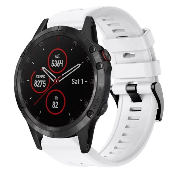 Per Garmin Fenix 5 plus Cinturino in silicone tinta unita con fibbia in metallo (bianco)