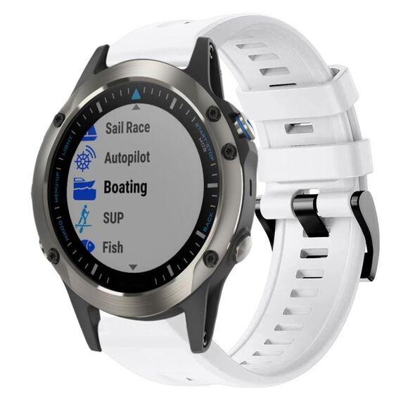 Per Garmin Quatix 5 Sapphire fibbia in metallo cinturino in silicone di colore solido (bianco)