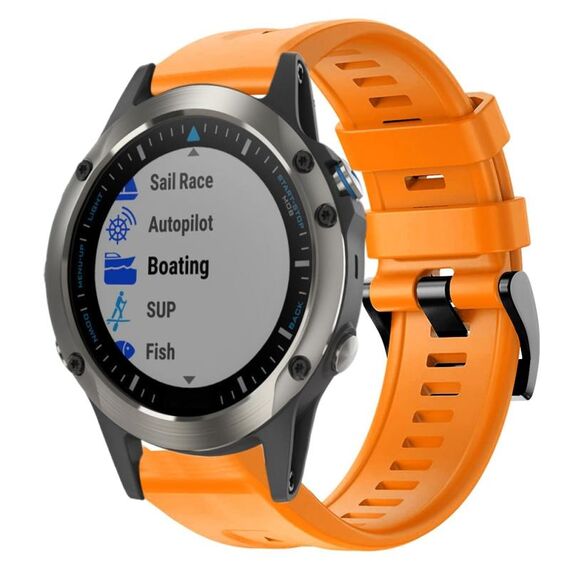 Per Garmin Quatix 5 Sapphire fibbia in metallo cinturino in silicone di colore solido (arancione)