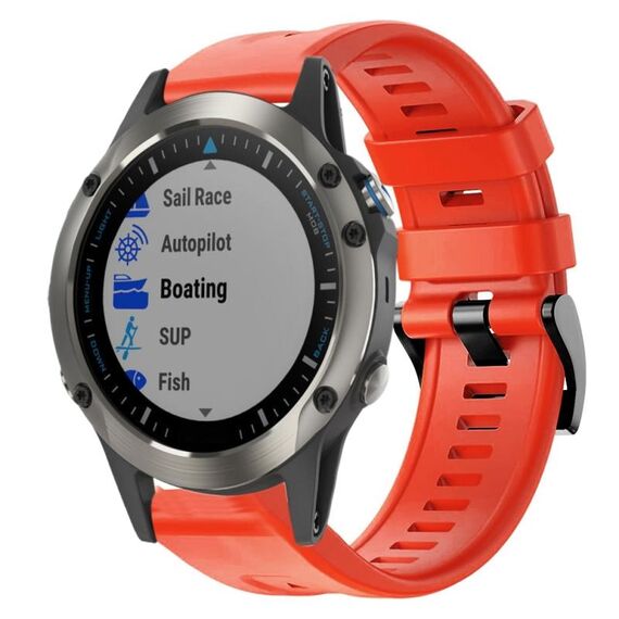 Per Garmin Quatix 5 Sapphire fibbia in metallo cinturino in silicone di colore solido (rosso)