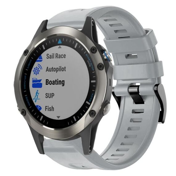 Per Garmin Quatix 5 Sapphire fibbia in metallo cinturino in silicone di colore solido (grigio)