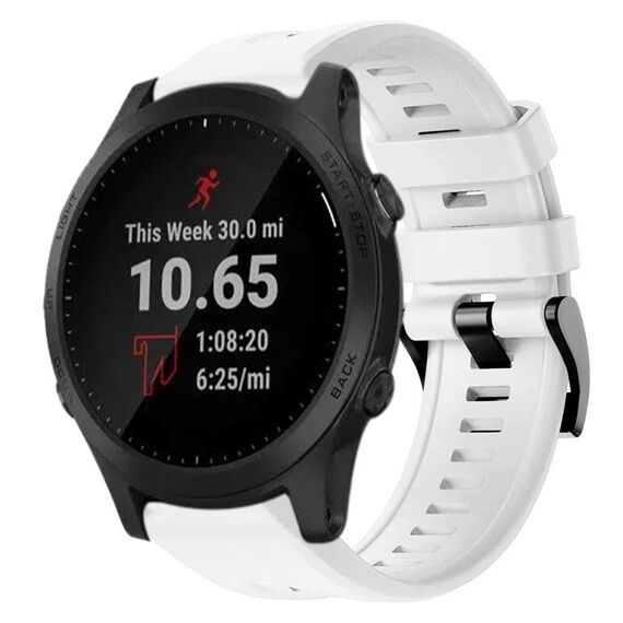 Per cinturino in silicone a tinta unita con fibbia in metallo Garmin Forerunner 945 (bianco)