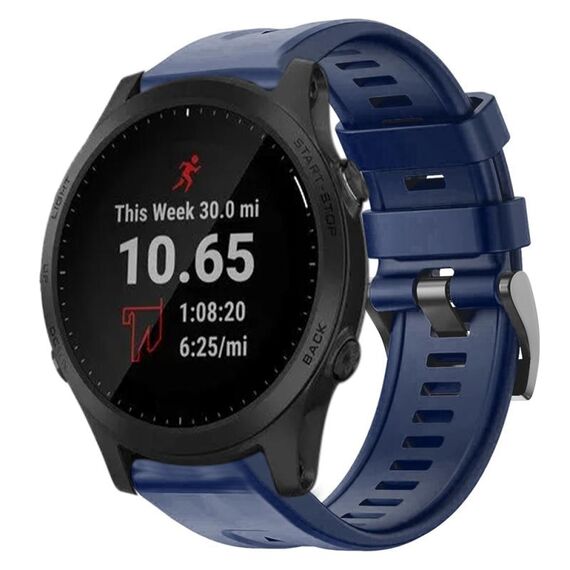 Per cinturino in silicone a tinta unita con fibbia in metallo Garmin Forerunner 945 (blu notte)
