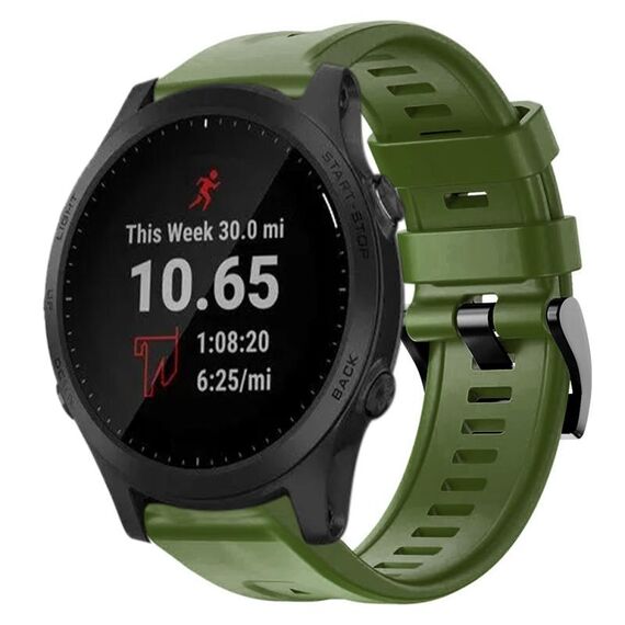 Per cinturino in silicone a tinta unita con fibbia in metallo Garmin Forerunner 945 (verde militare)