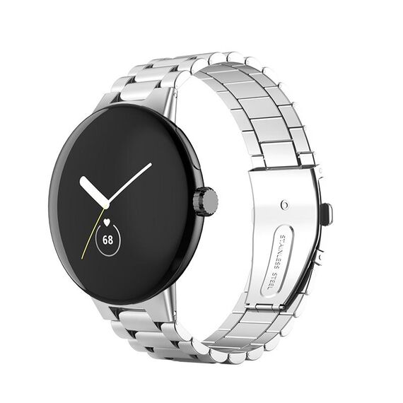 Per Google Pixel Watch Cinturino in metallo con tre ceppi in acciaio inossidabile (argento)