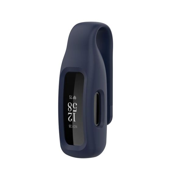 Per Fitbit Inspire 3 Custodia protettiva con clip in silicone in lamiera d'acciaio (blu notte)