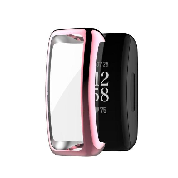 Per Fitbit Inspire3 Custodia protettiva per orologio galvanico TPU a copertura totale (rosa)