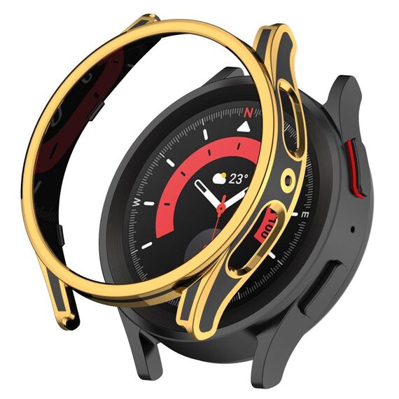 Per Samsung Galaxy Watch4 Custodia protettiva per orologio bicolore con scultura sospesa da 40 mm con pellicola in vetro temperato (oro rosa)