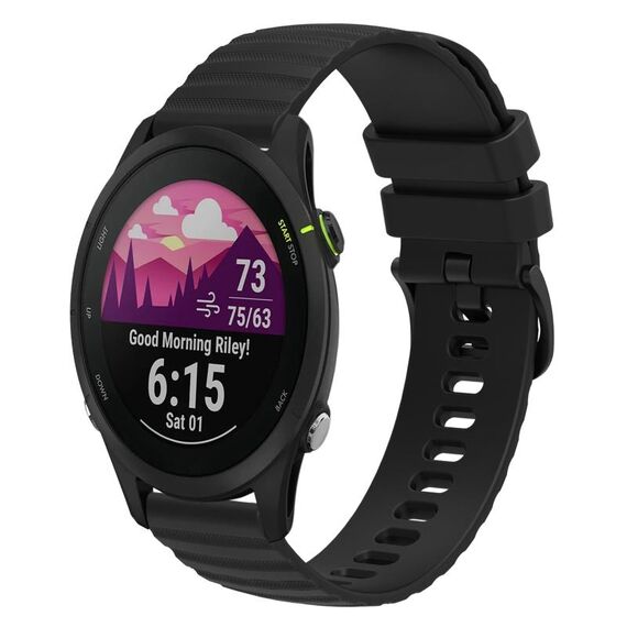 Per Garmin Forerunner 255S Cinturino per orologio in silicone a tinta unita ondulato da 18 mm (nero)