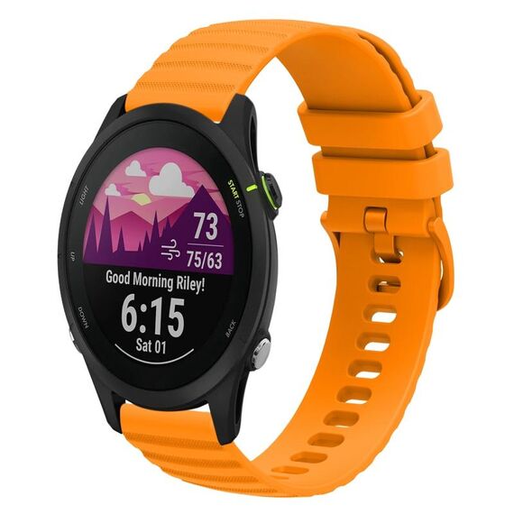 Per Garmin Forerunner 255S 18mm Cinturino in silicone a tinta unita ondulato (giallo ambra)