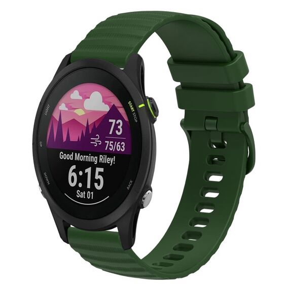 Per Garmin Forerunner 255S Music 18mm Cinturino in silicone a tinta unita punteggiato ondulato (verde militare)