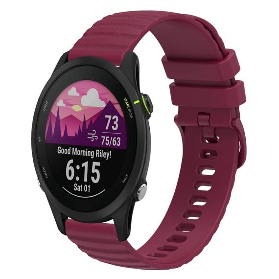 Per Garmin Forerunner 255S Music 18mm Cinturino in silicone a tinta unita punteggiato ondulato (rosso vino)