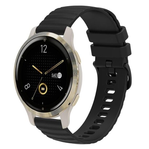 Per Garmin Venu 2S Cinturino per orologio in silicone a tinta unita ondulato da 18 mm (nero)
