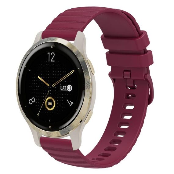 Per Garmin Venu 2S Cinturino per orologio in silicone a tinta unita ondulato da 18 mm (rosso vino)