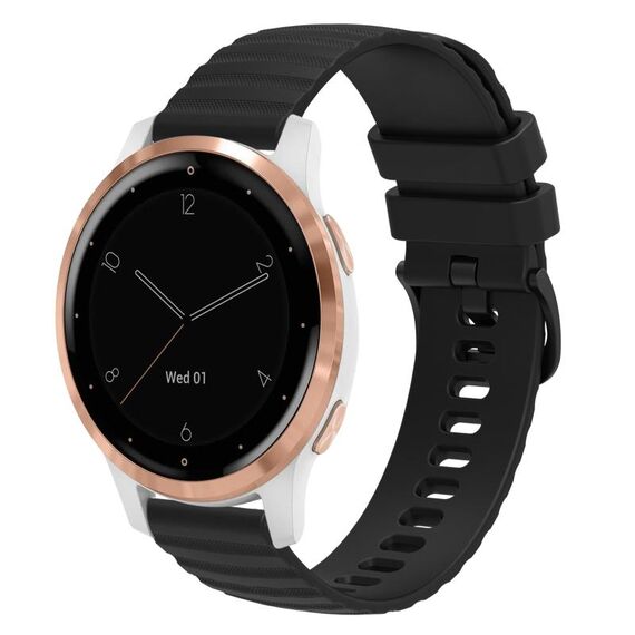 Per Garmin Vivoactive 4S Cinturino per orologio in silicone a tinta unita ondulato da 18 mm (nero)