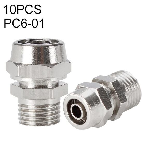 PC6-01 LAIZE 10 pezzi Connettore rapido pneumatico in rame nichelato