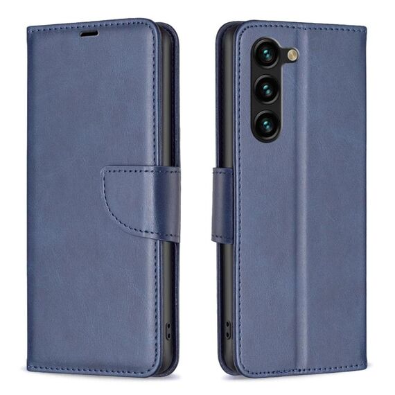 Per Samsung Galaxy S23 + 5G Custodia in pelle con struttura in pelle di agnello (blu)