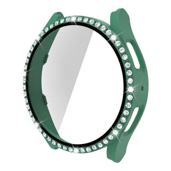 Per Samsung Galaxy Watch5 40mm Singola Fila Diamond PC + Cassa dell'orologio in vetro temperato (verde chiaro)