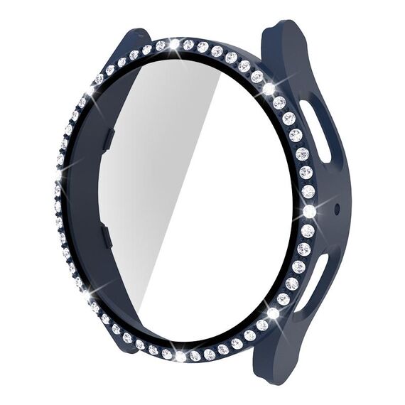 Per Samsung Galaxy Watch5 40 mm singola fila Diamond PC + cassa dell'orologio in vetro temperato (blu notte)