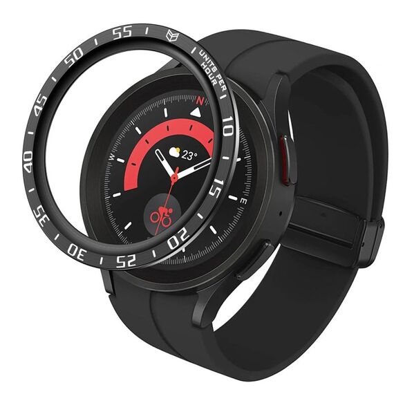 Per Samsung Galaxy Watch5 Pro 45mm A Style Quadrante Cornice protettiva in acciaio (nero)