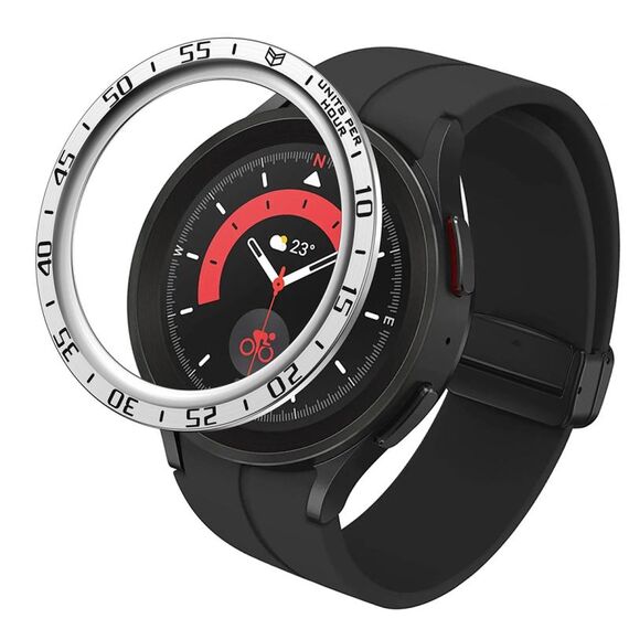 Per Samsung Galaxy Watch5 Pro 45mm A Style Quadrante Cornice protettiva in acciaio (argento)