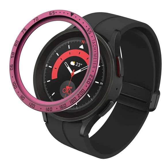 Per Samsung Galaxy Watch5 Pro 45mm E Style Quadrante Cornice protettiva in acciaio (rosso vino)