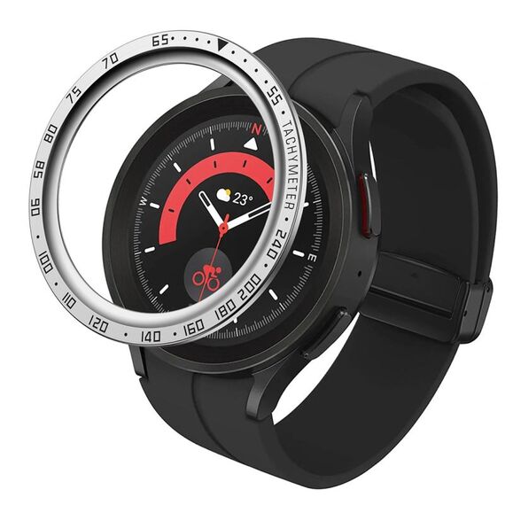 Per Samsung Galaxy Watch5 Pro 45mm E Style Quadrante Cornice protettiva in acciaio (argento)