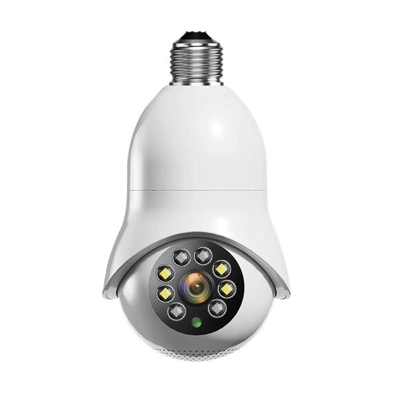 Telecamera di sorveglianza WiFi con lampadina HD DP31 2.0MP HD, rilevamento del movimento di supporto, visione notturna, doppia sorgente luminosa (bianco)