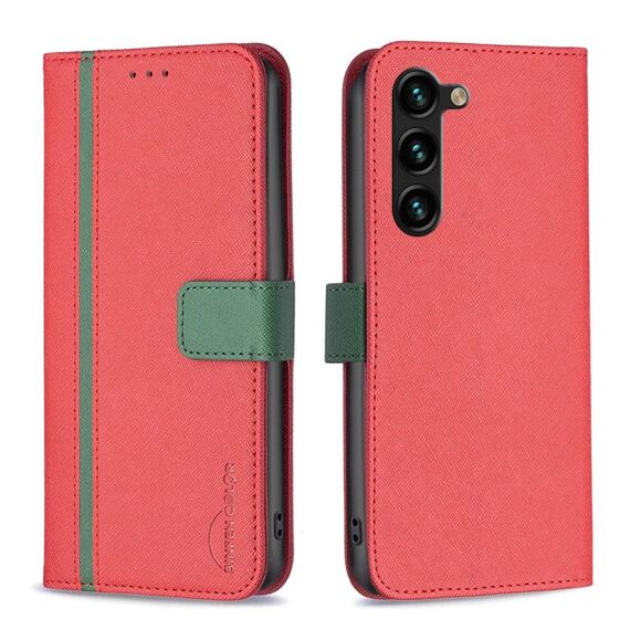 Per Samsung Galaxy S23 + 5G BF13 Custodia per telefono in pelle a trama incrociata abbinata a colori (rosso)