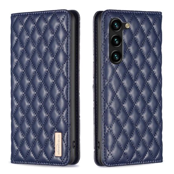 Per Samsung Galaxy S23 + 5G Diamond Lattice Custodia per cellulare magnetica in pelle (blu)