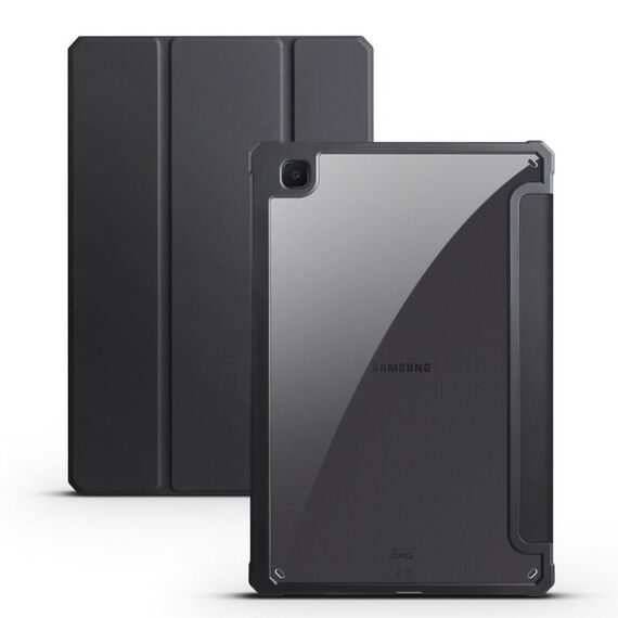 Per Samsung Galaxy Tab S6 Lite Custodia per tablet in pelle intelligente 3 pieghevoli in acrilico (nero)