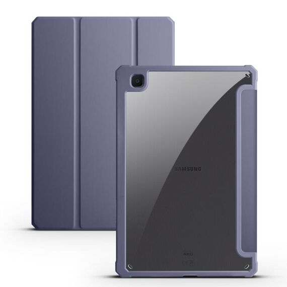 Per Samsung Galaxy Tab S6 Lite Custodia per tablet in pelle acrilica a 3 pieghe (viola)