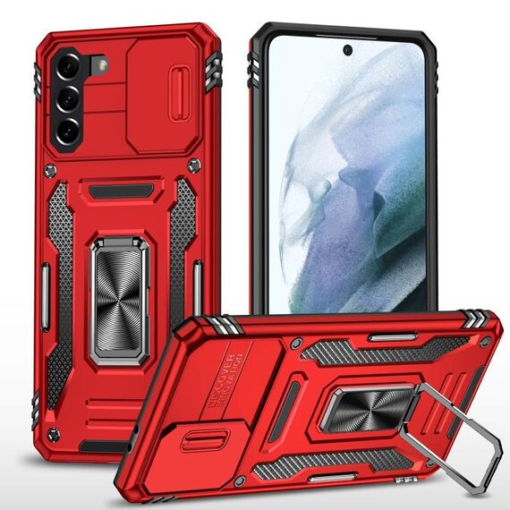 Per Samsung Galaxy S23 + 5G Armor PC + TPU Camera Shield Phone Case (rosso)