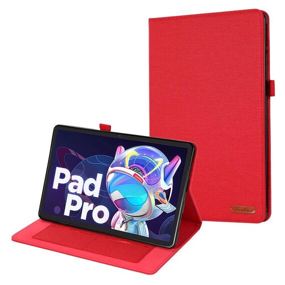 Per Lenovo Tab P11 Pro Custodia per tablet in pelle in tessuto (rosso)