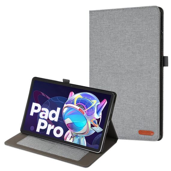 Per Lenovo Tab P11 Pro Custodia per tablet in pelle in tessuto (grigio)