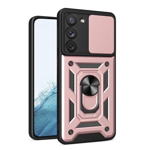 Per Samsung Galaxy S23 5G Custodia per fotocamera scorrevole Design TPU + PC Custodia per telefono (oro rosa)