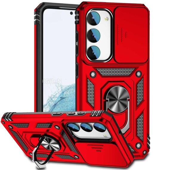 Per Samsung Galaxy S23 + 5G Custodia per telefono con supporto scorrevole Camshield (rosso)