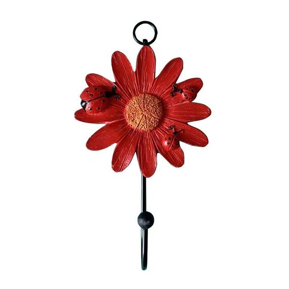 Appendiabiti da parete con fiori in resina per decorazioni per la casa (rosso)