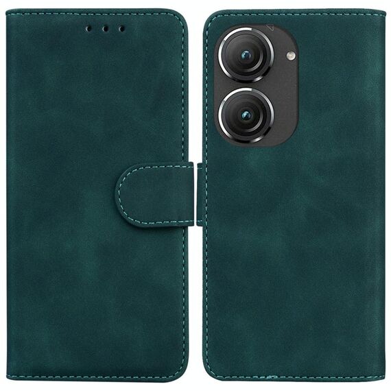Per Asus Zenfone 9 Skin Feel Pure Color Flip Custodia in pelle per telefono (verde)