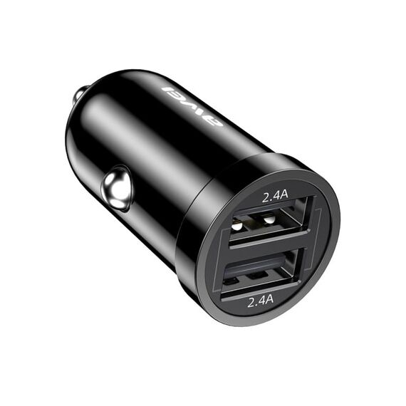 Caricabatteria per auto awei C-826 Mini Dual USB 2.4A (nero)