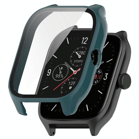 Per Amazfit GTS 4 PC + custodia protettiva integrata in vetro temperato (verde pino)
