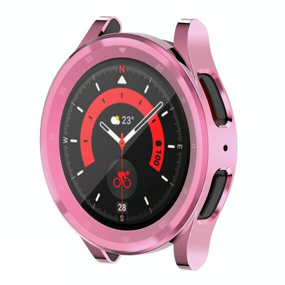Per Samsung Galaxy Watch5 Pro 45mm Custodia per orologio galvanica TPU a copertura totale (rosa)