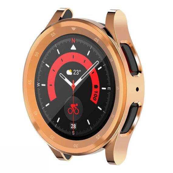 Per Samsung Galaxy Watch5 Pro 45mm Custodia per orologio galvanica TPU a copertura totale (oro rosa)